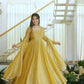Mustard Foil Work Shimmer Gown
