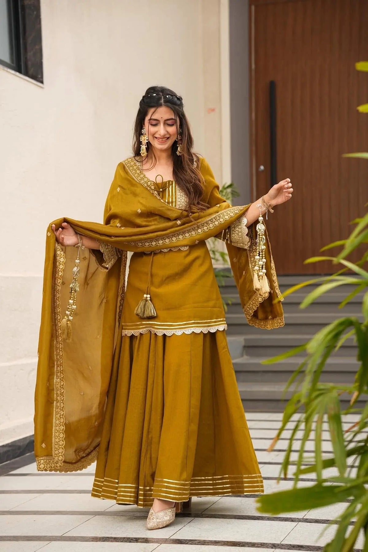 Mustard Gota Flared Sharara