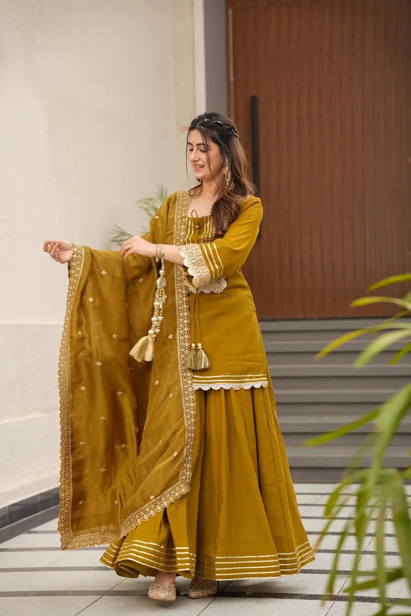 Mustard Gota Flared Sharara