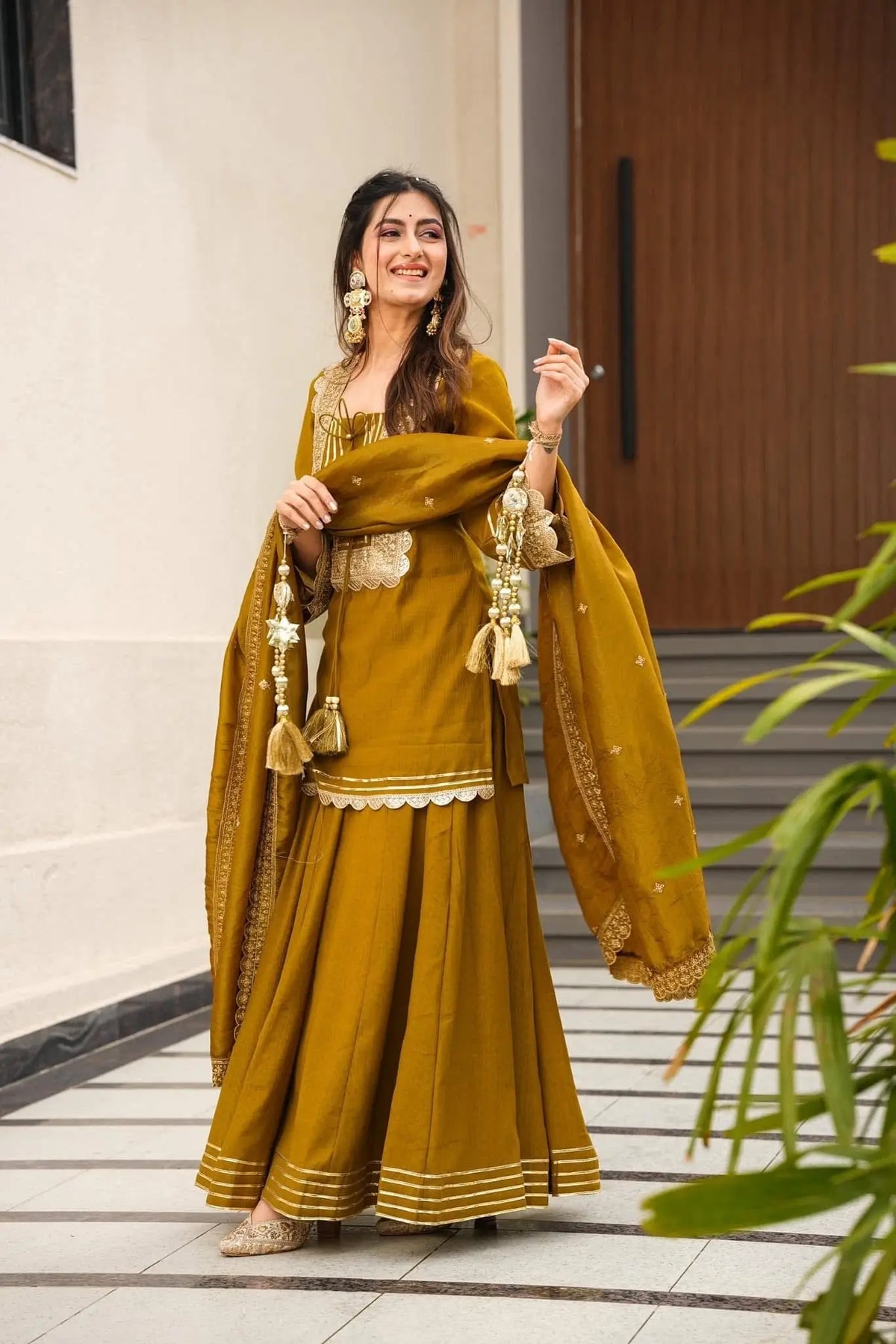 Mustard Gota Flared Sharara