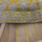 Mustard Net Sequin Embroidery Lehenga