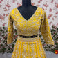 Mustard Net Sequin Embroidery Lehenga