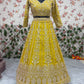 Mustard Net Sequin Embroidery Lehenga