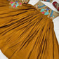 Mustard Peacock Chinon Lehenga Set