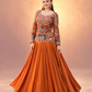 Mustard Peacock Chinon Lehenga Set