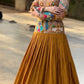 Mustard Peacock Chinon Lehenga Set