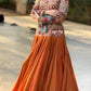 Mustard Peacock Chinon Lehenga Set