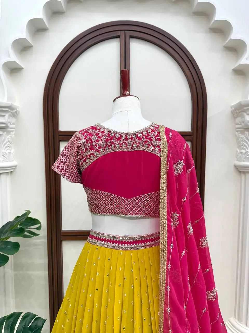 Mustard Sequin Booti Lehenga
