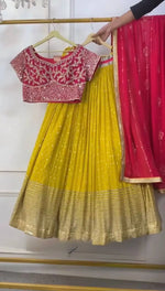 Mustard Sequin Booti Lehenga