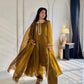 Mustard Shimmer Slit Gown