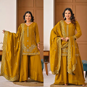 Mustard Vichitra Sharara Set