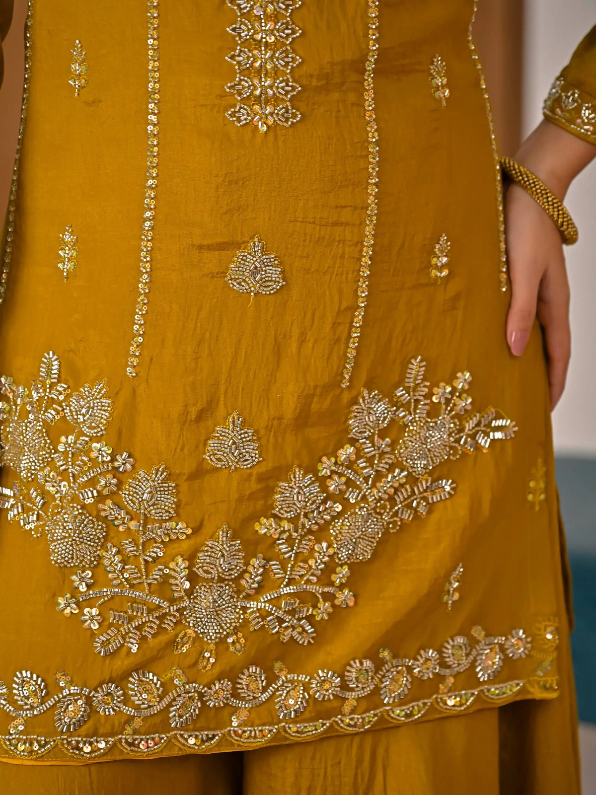 Mustard Vichitra Sharara Set