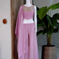 Mustard Viscose Satin Beadwork Sharara Set