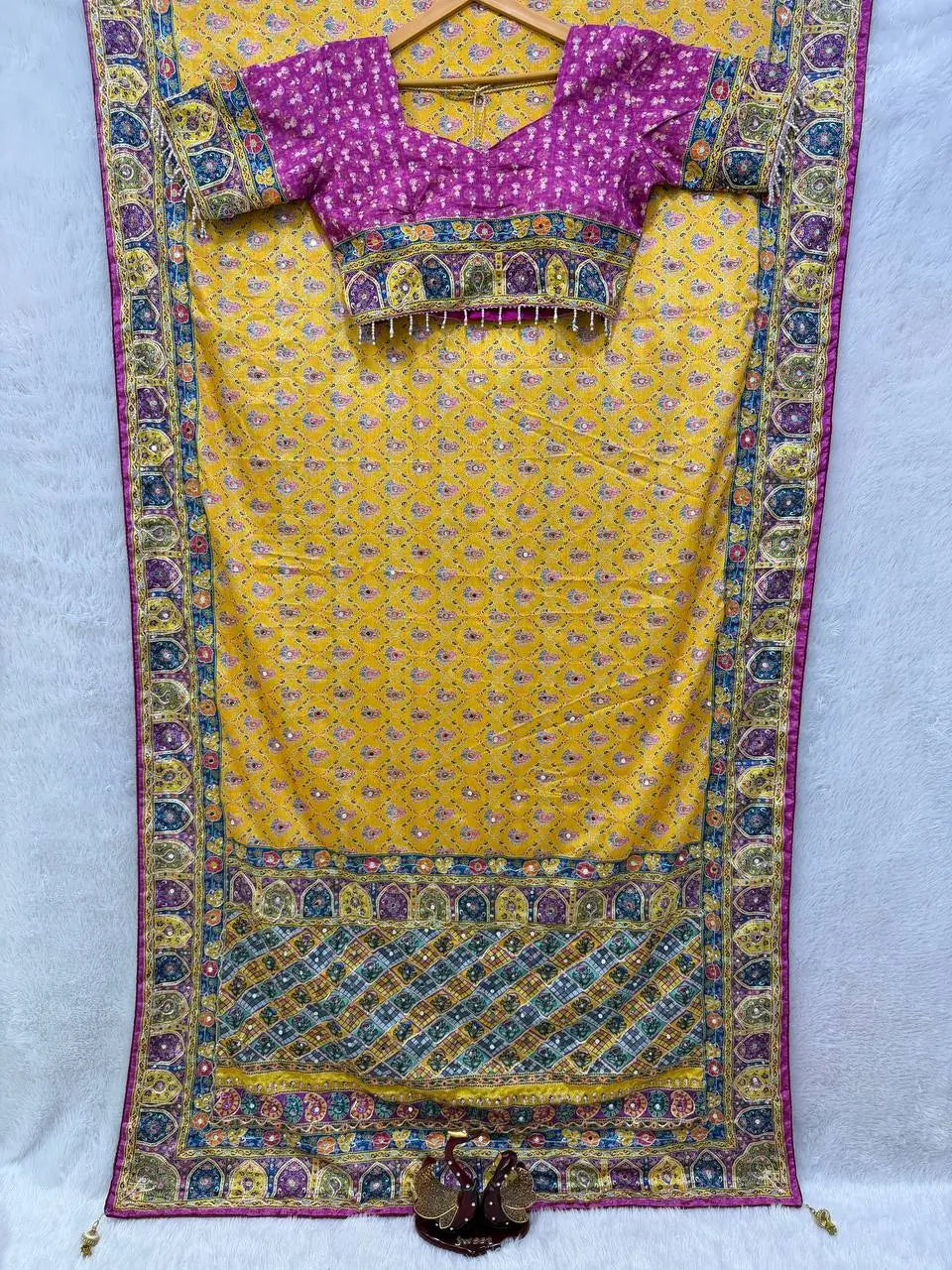 Mustard Zari Mirror Saree