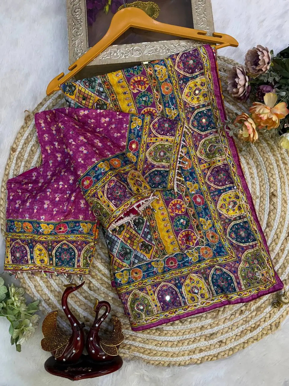 Mustard Zari Mirror Saree
