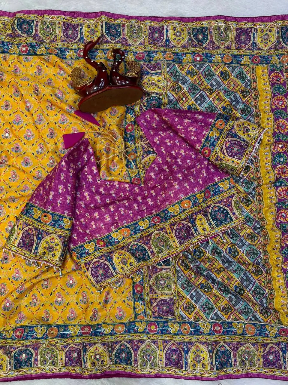 Mustard Zari Mirror Saree