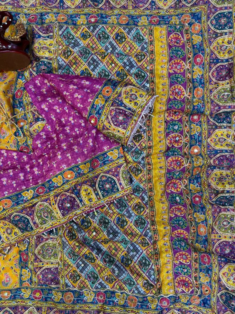 Mustard Zari Mirror Saree