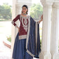 NC Silk Sequins & Coding Embroidered Top Sharara Set with Dupatta