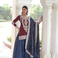 NC Silk Sequins & Coding Embroidered Top Sharara Set with Dupatta