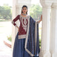 NC Silk Sequins & Coding Embroidered Top Sharara Set with Dupatta