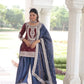NC Silk Sequins & Coding Embroidered Top Sharara Set with Dupatta