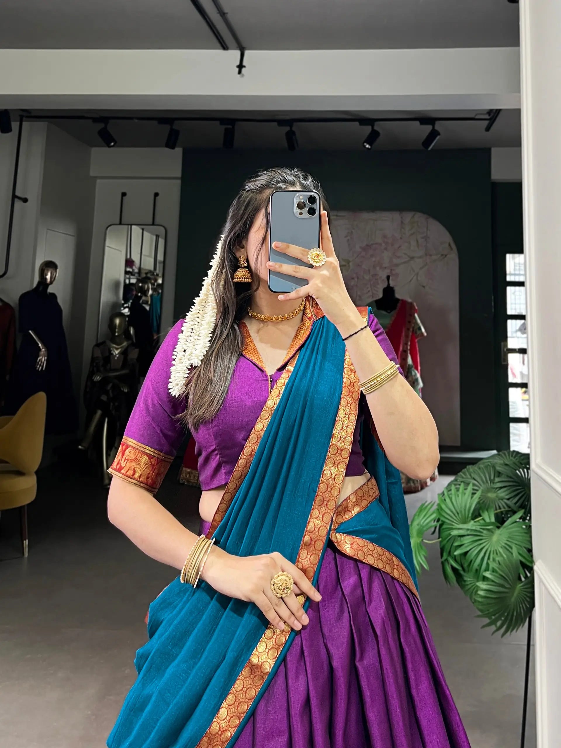 Narayanpet Cotton Zari Weaving Lehenga Set with Dupatta