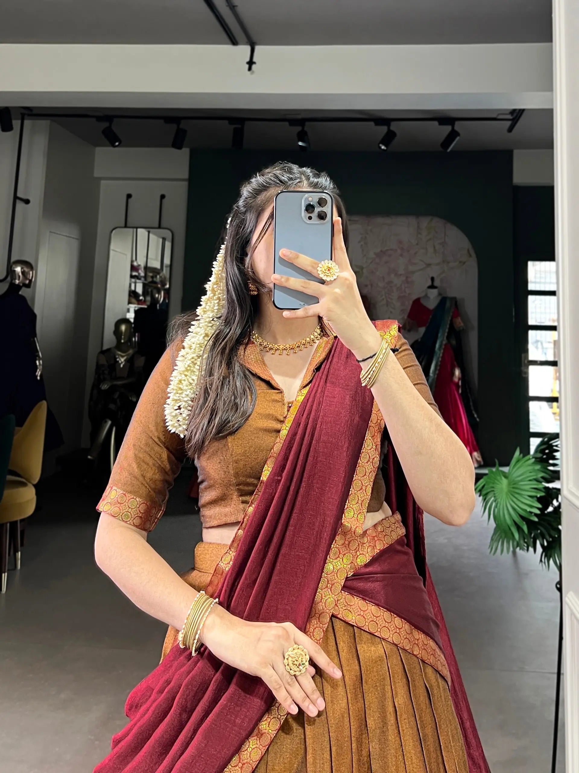 Narayanpet Cotton Zari Weaving Lehenga Set with Dupatta