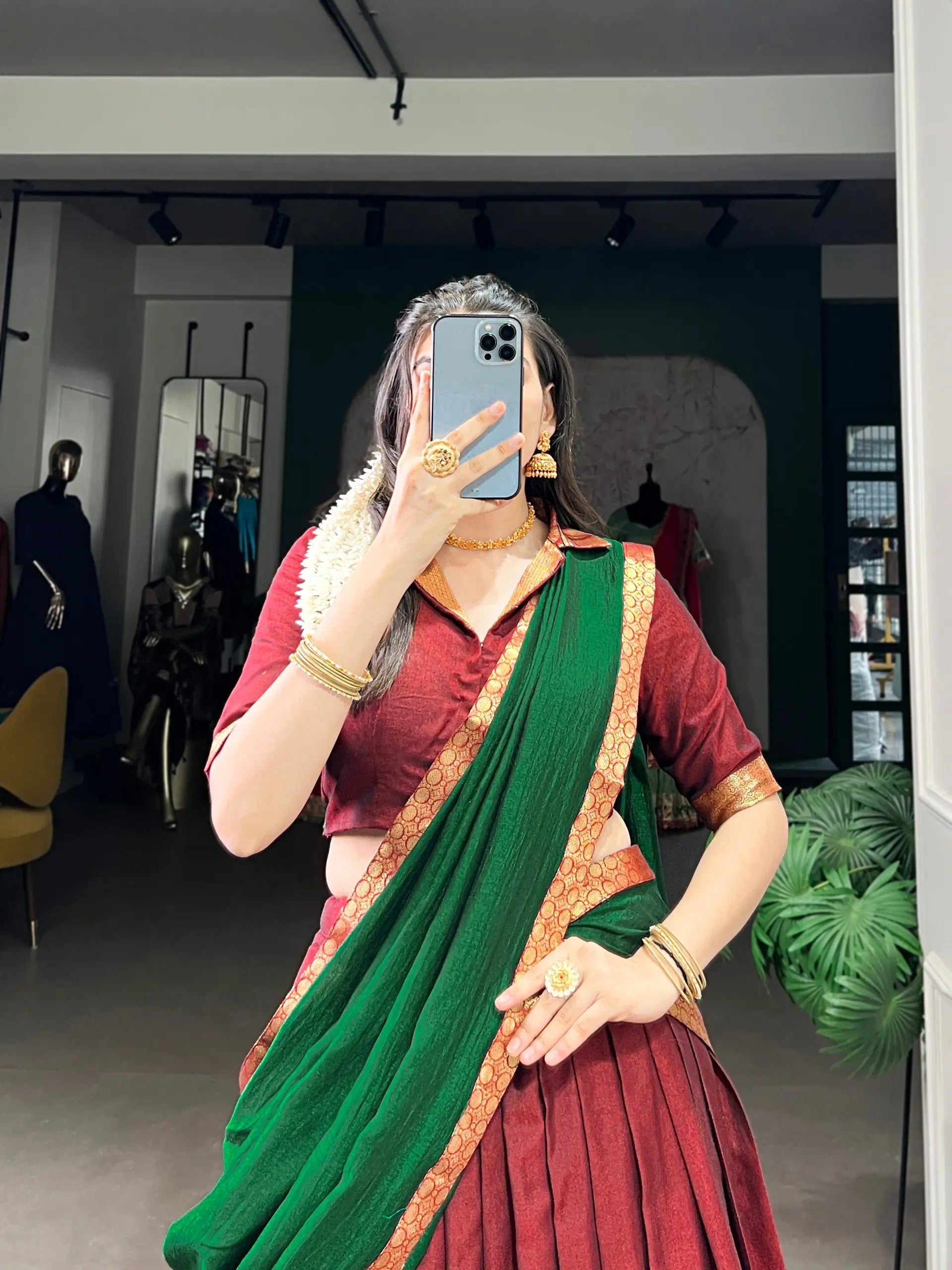 Narayanpet Cotton Zari Weaving Lehenga Set with Dupatta