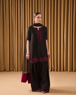 Natural Crepe Embroidered Palazzo Set with Moti & Sequins Work