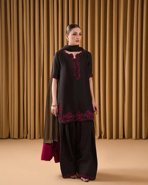 Natural Crepe Embroidered Palazzo Set with Moti & Sequins Work