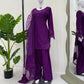 Natural Crepe Farshi Suit with Bead & Thread Work – Blue & Purple