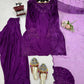 Natural Crepe Farshi Suit with Bead & Thread Work – Blue & Purple