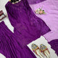 Natural Crepe Farshi Suit with Bead & Thread Work – Blue & Purple