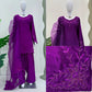 Natural Crepe Farshi Suit with Bead & Thread Work – Blue & Purple