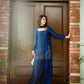 Natural Crepe Farshi Suit with Bead & Thread Work – Blue & Purple