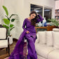 Natural Crepe Farshi Suit with Bead & Thread Work – Blue & Purple