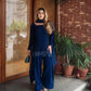 Natural Crepe Farshi Suit with Bead & Thread Work – Blue & Purple