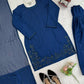 Natural Crepe Farshi Suit with Bead & Thread Work – Blue & Purple