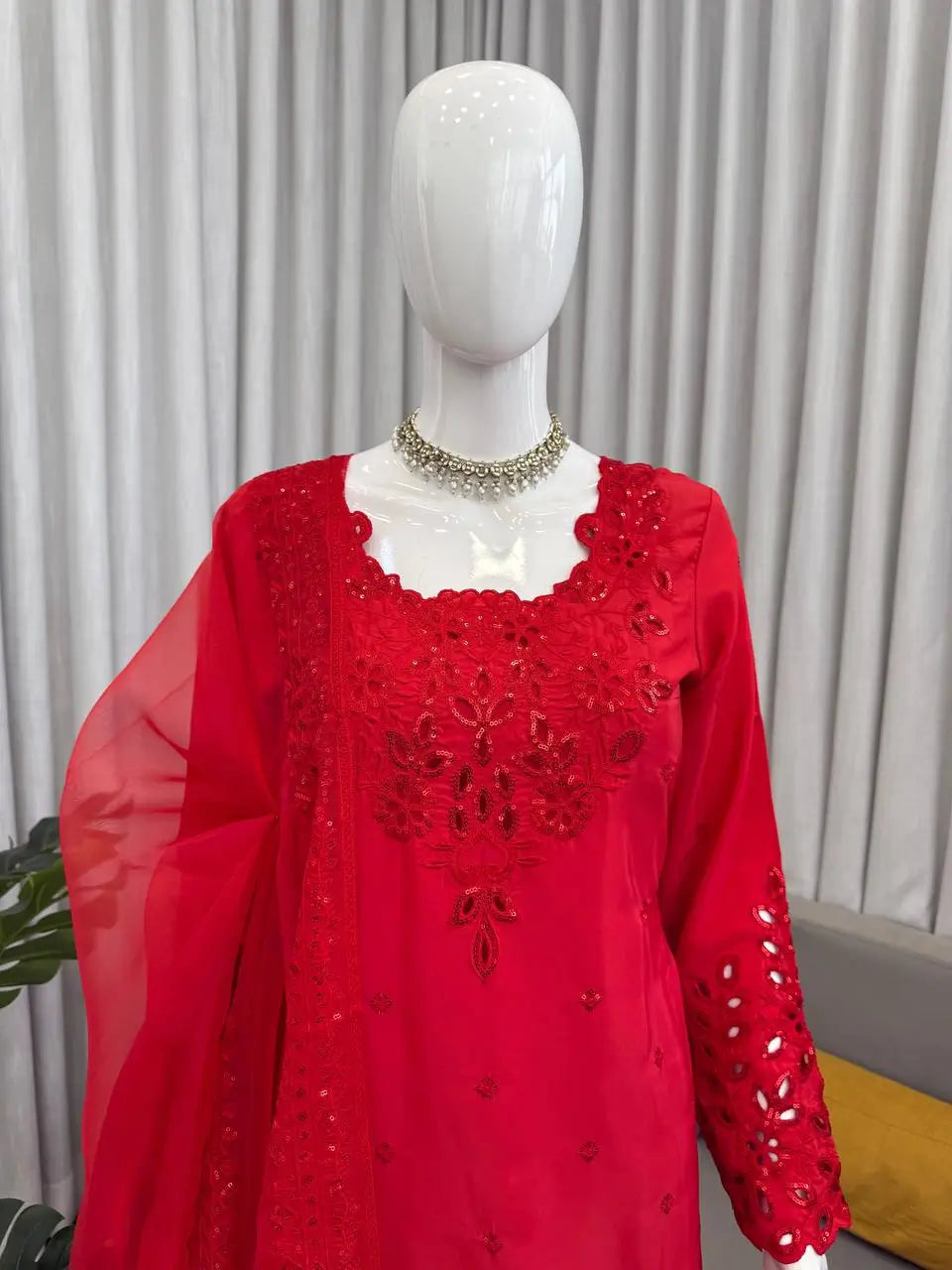 Natural Crepe Kurta Farshi Salwar With Dupatta