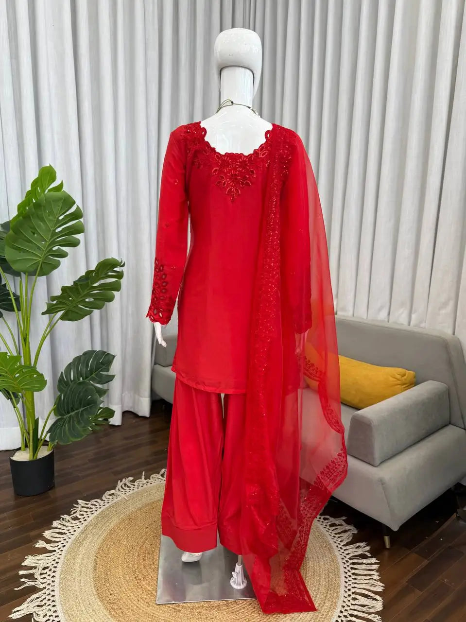 Natural Crepe Kurta Farshi Salwar With Dupatta