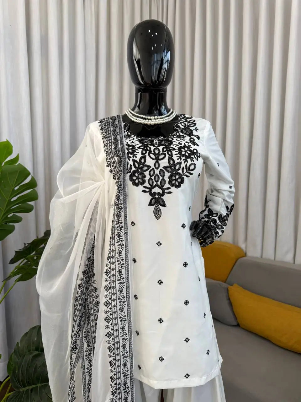 Natural Crepe Kurta Farshi Salwar With Dupatta
