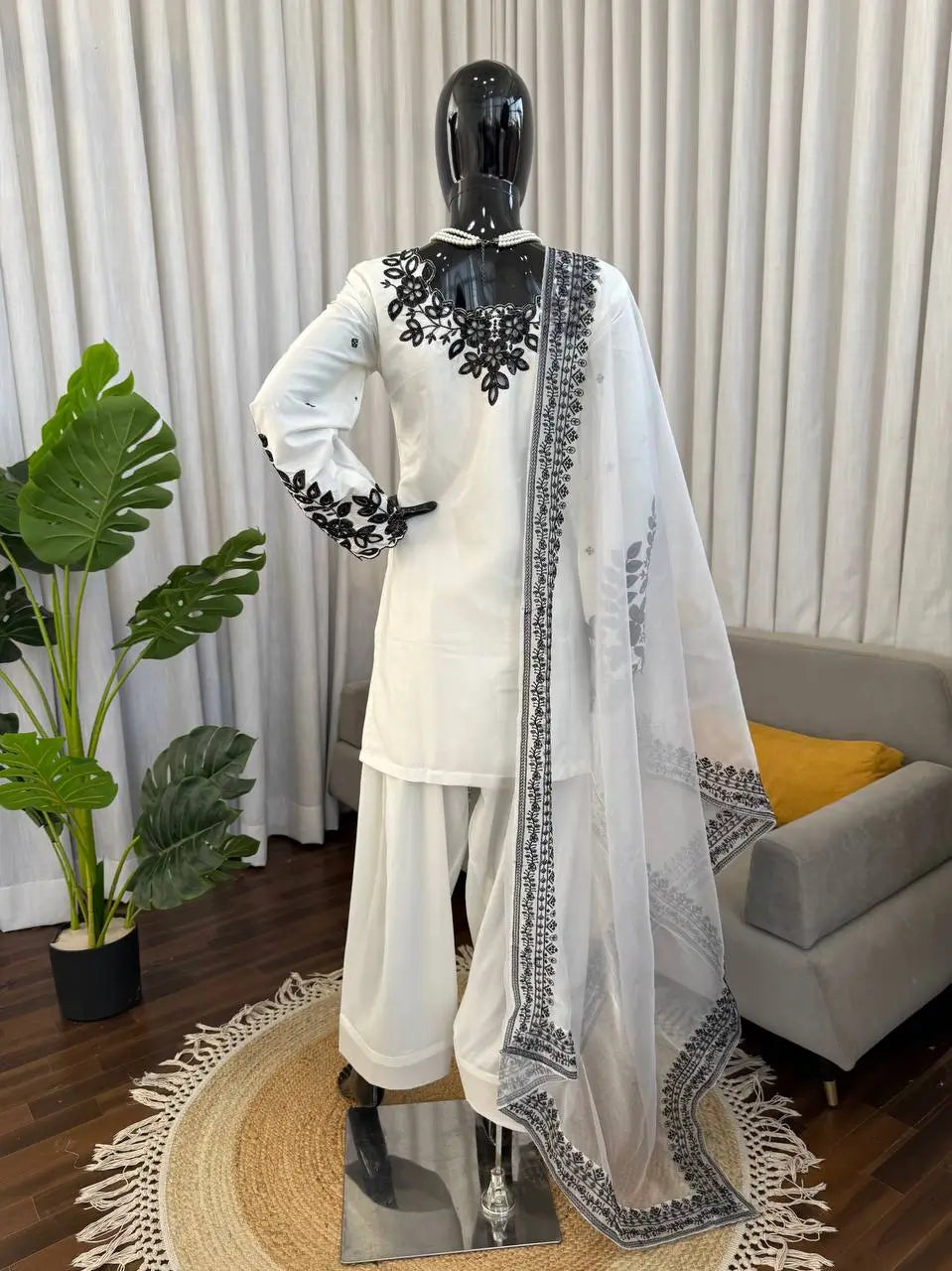 Natural Crepe Kurta Farshi Salwar With Dupatta