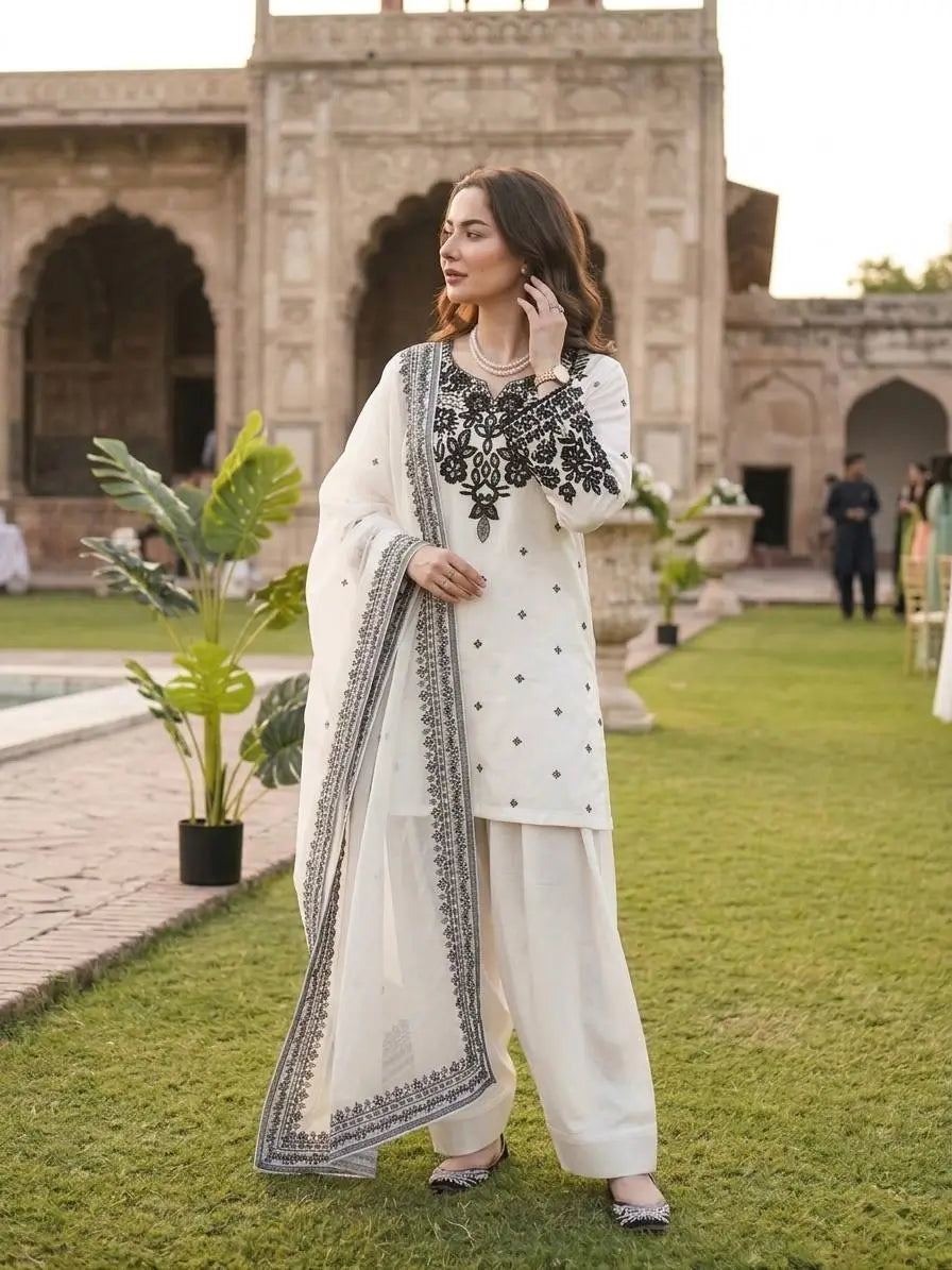 Natural Crepe Kurta Farshi Salwar With Dupatta
