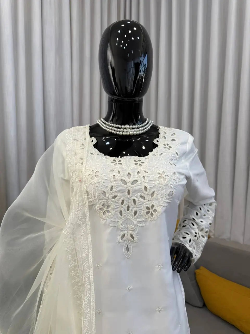 Natural Crepe Kurta Farshi Salwar With Dupatta