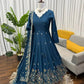 Natural Crepe Silk Embroidered Anarkali Plazzo Set with Thread Sequin Dupatta | Wedding Festive Wear