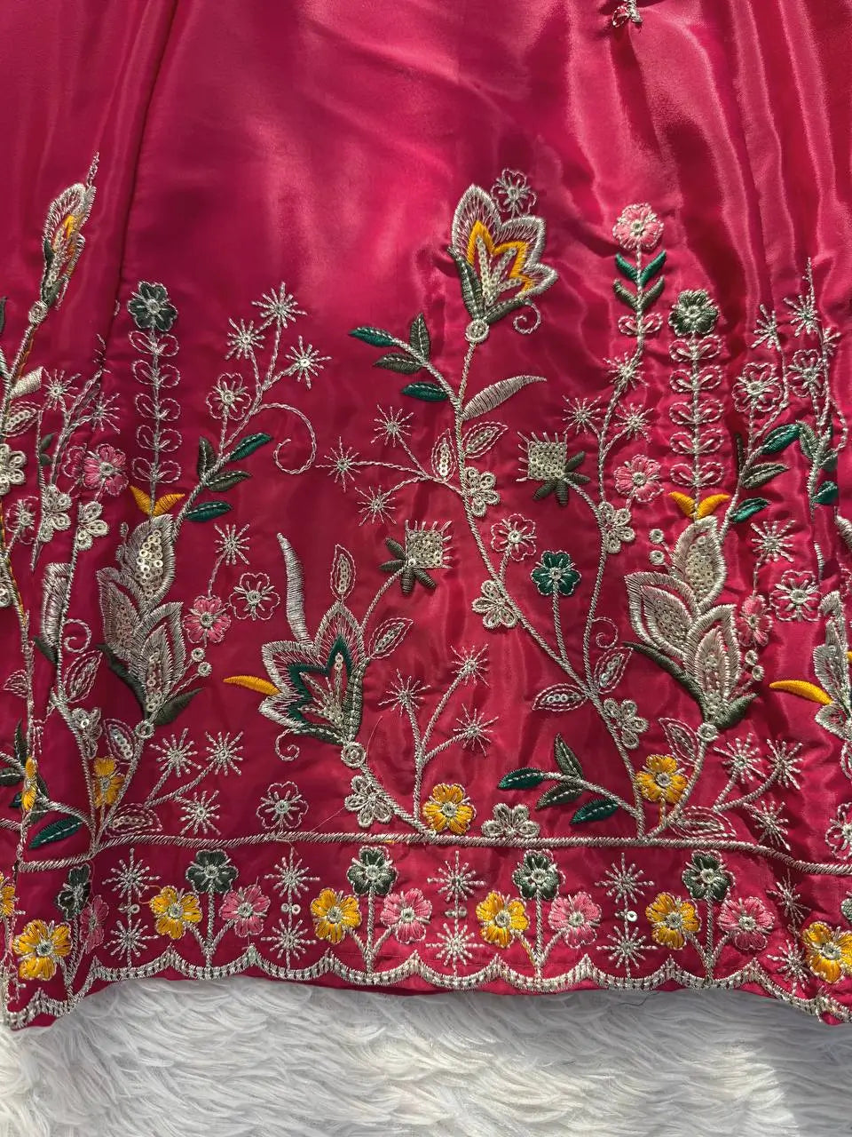 Natural Crepe Silk Embroidered Anarkali Plazzo Set with Thread Sequin Dupatta | Wedding Festive Wear