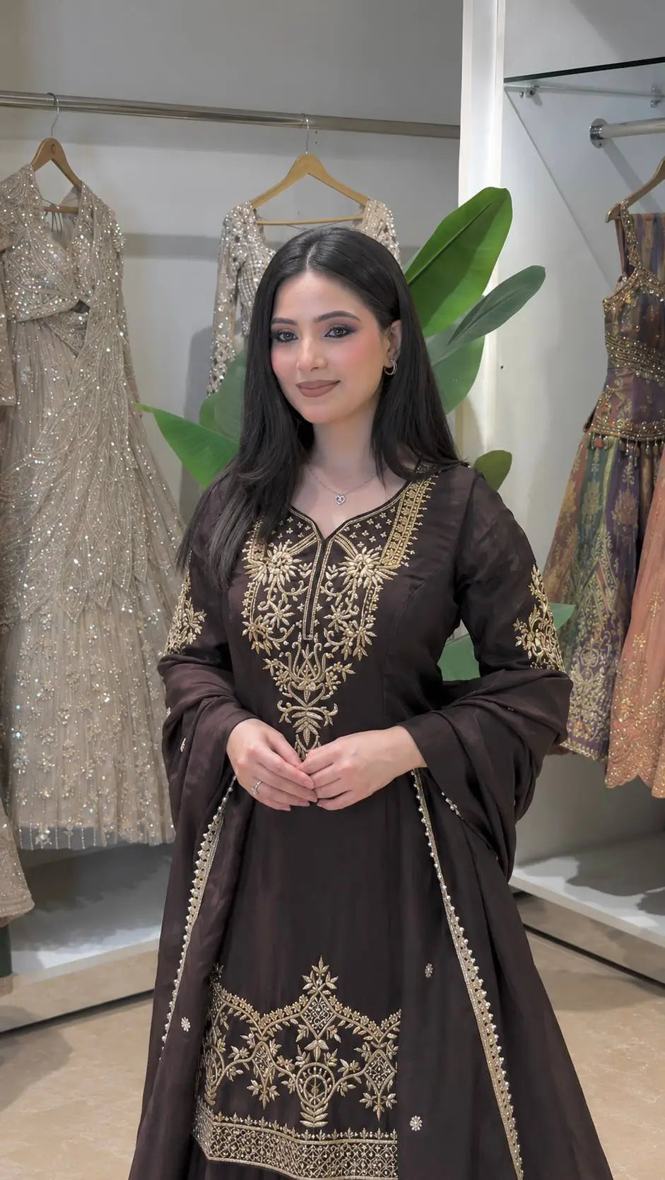 Natural Crepe Silk Zari Embroidery Sharara Set