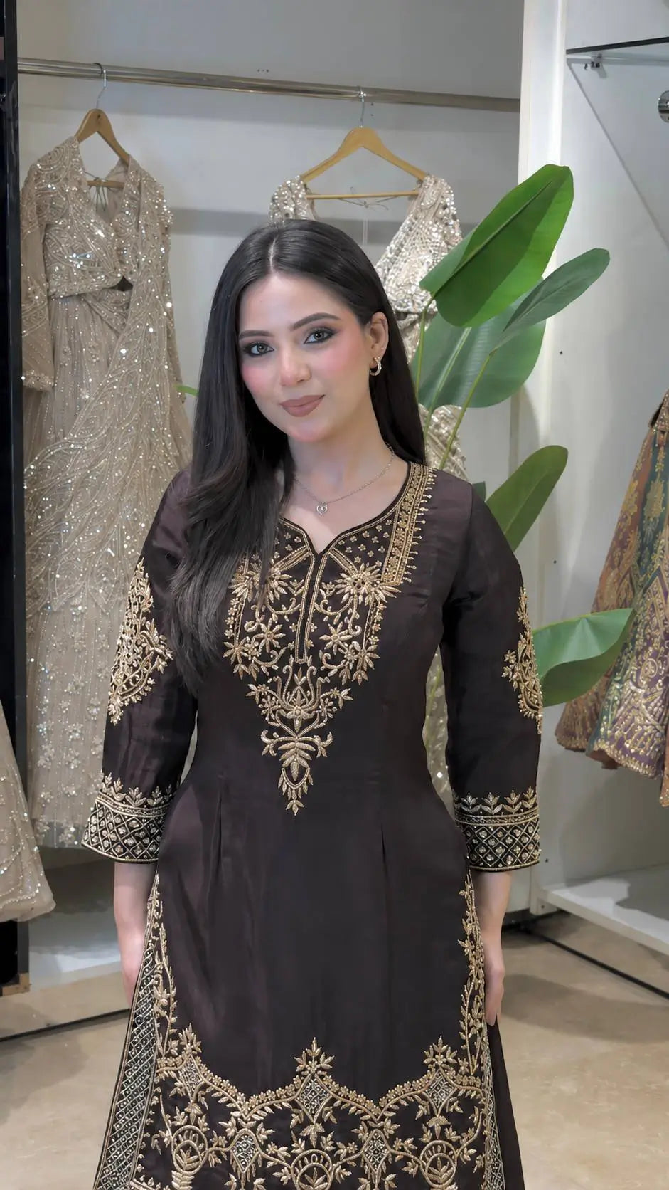 Natural Crepe Silk Zari Embroidery Sharara Set