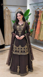 Natural Crepe Silk Zari Embroidery Sharara Set