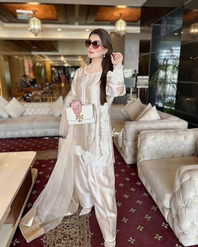 Natural Silk Embroidered Palazzo Suit for Festive and Wedding Occasions